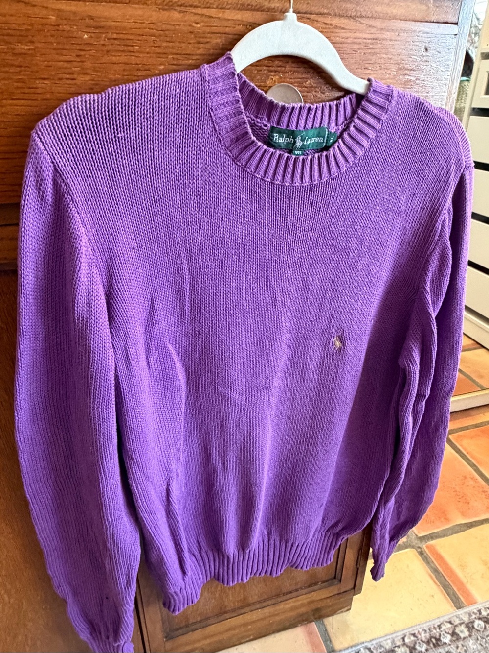 Ralph Lauren Purple 100% Cotton Crewneck Sweater XL Pony Logo